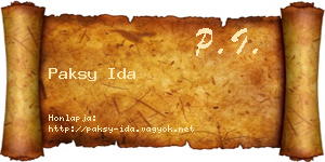 Paksy Ida névjegykártya